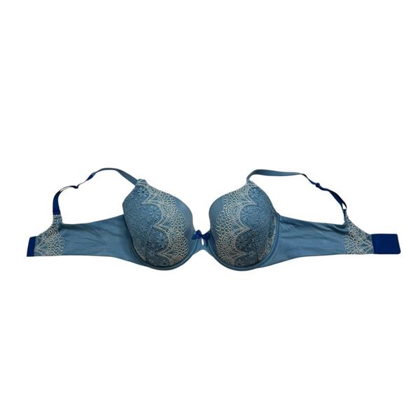 VICTORIAS SECRET Body by Victoria Lined Perfect Coverage Blue Lace Bra Size 38D - Picture 4 of 5